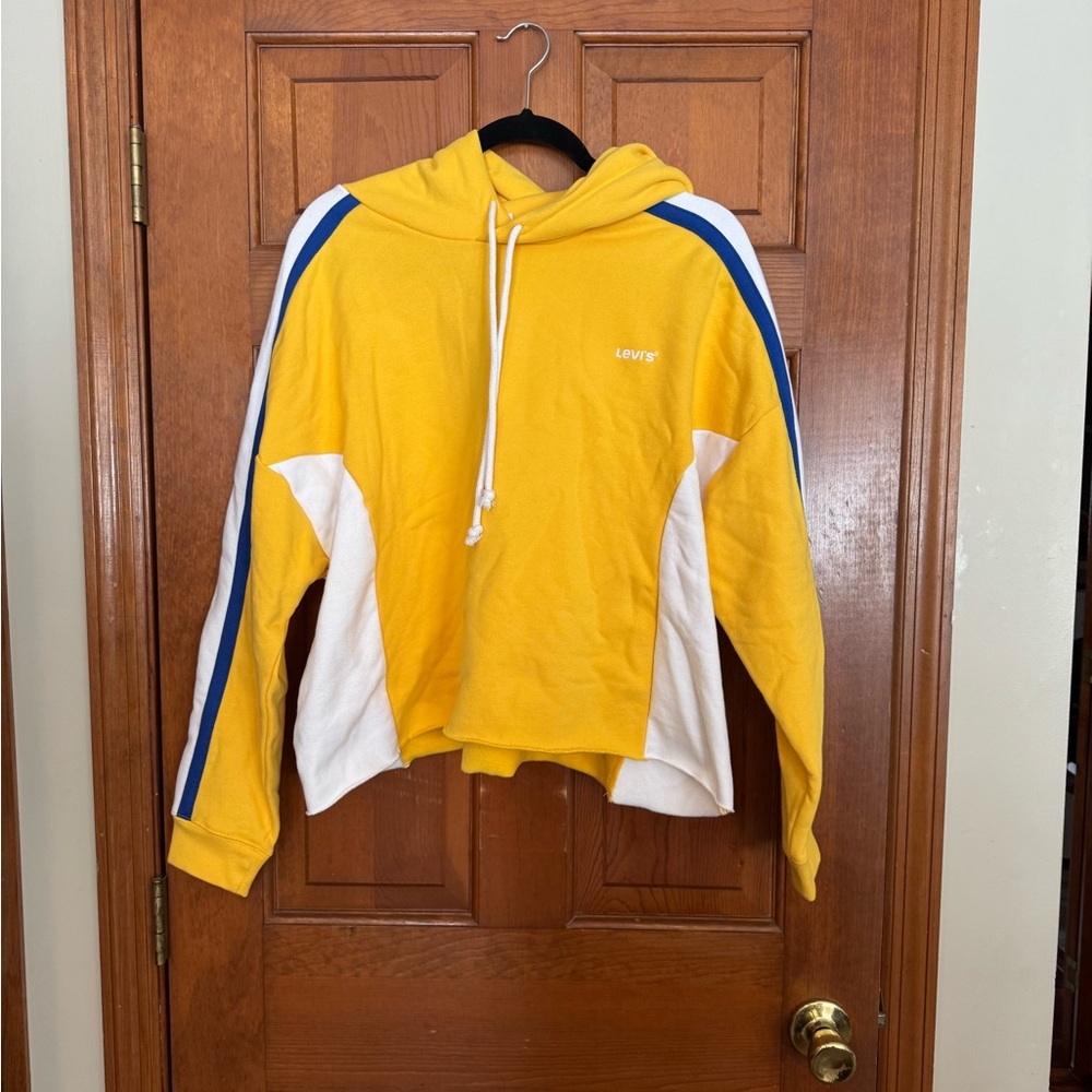 Levi's Vibrant Yellow Hoodie with White and Blue Details